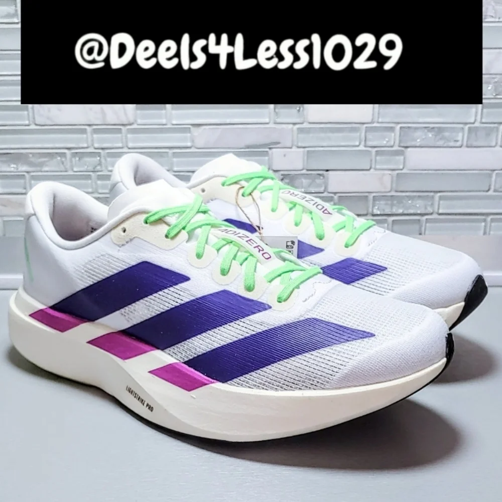 Adidas Adizero Evo SL Running Womens White Purple Burst Lime